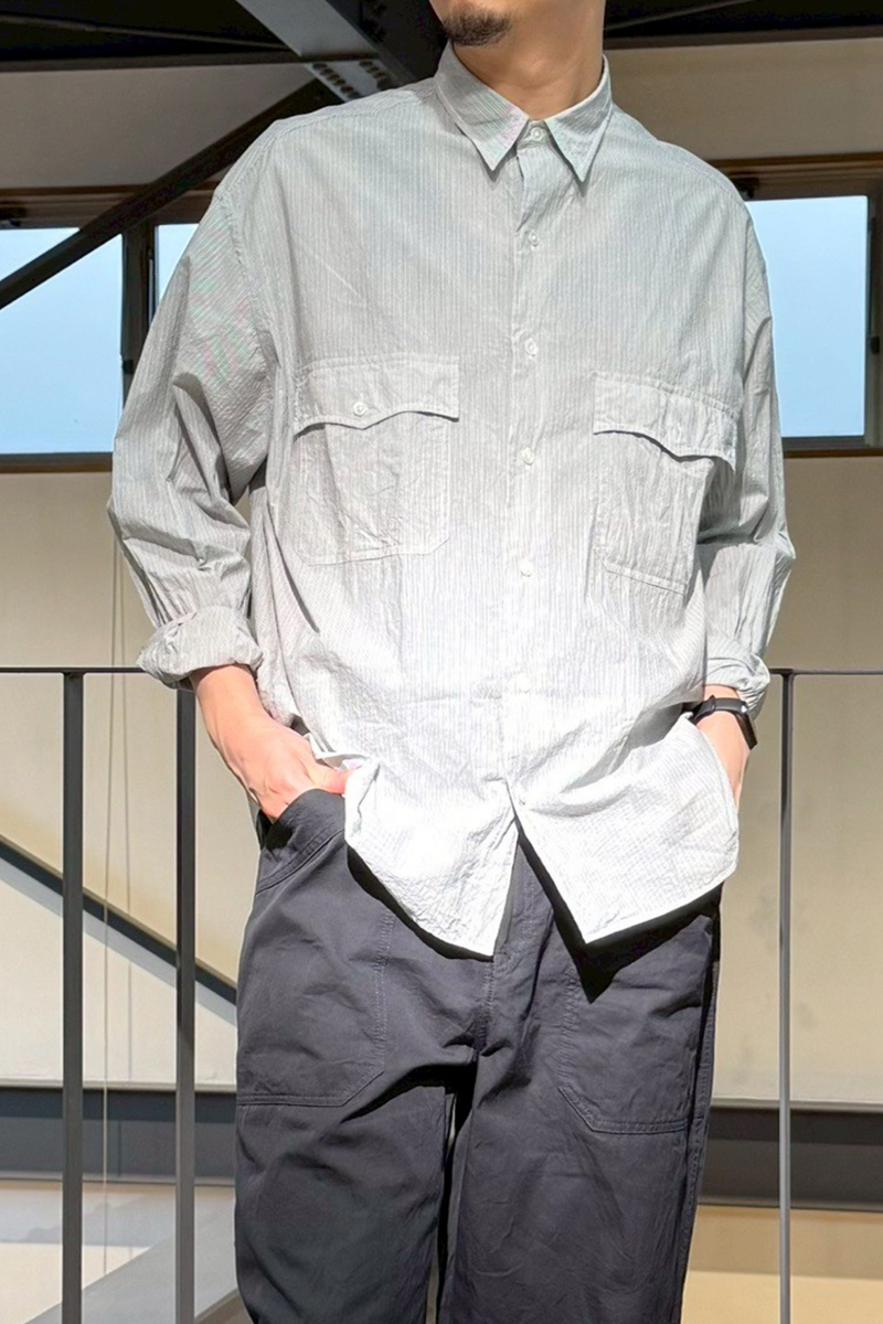 Porter Classic(ポータークラシック)；ROLL UP STRIPE SHIRT ロールアップストライプシャツ PC-016-3357