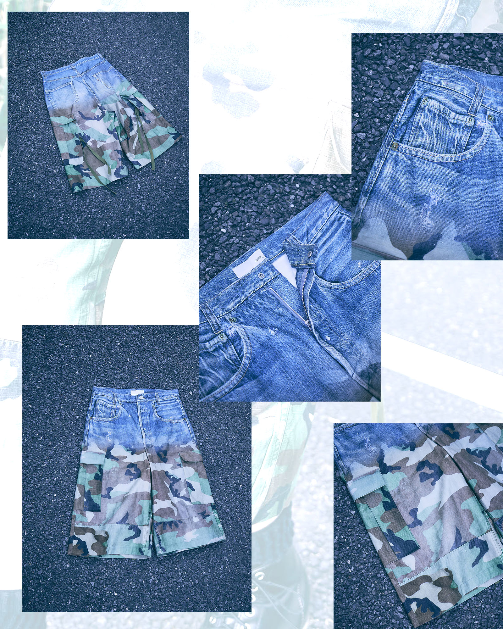 TOLQ(トルク) デニム転写 カーゴショーツ