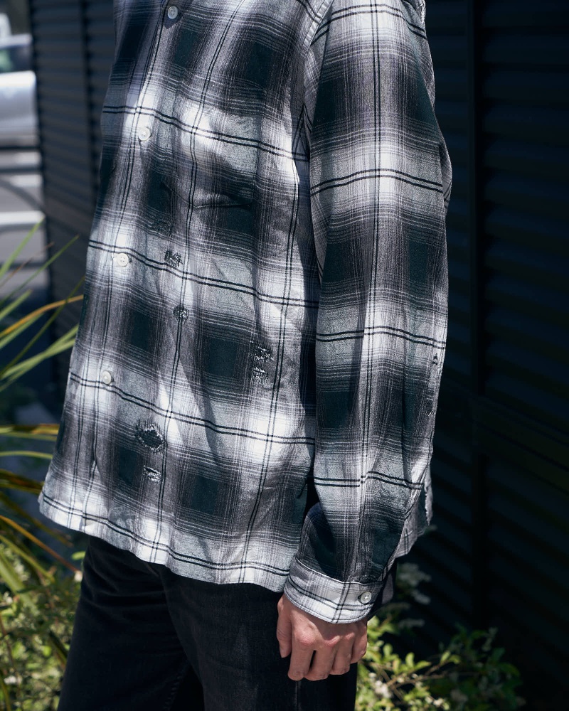 BOWWOW:REMADE RAYON PLAID SHIRT AGED