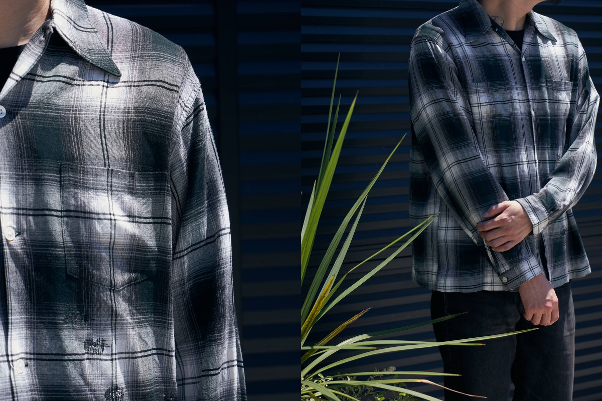 BOWWOW:REMADE RAYON PLAID SHIRT AGED