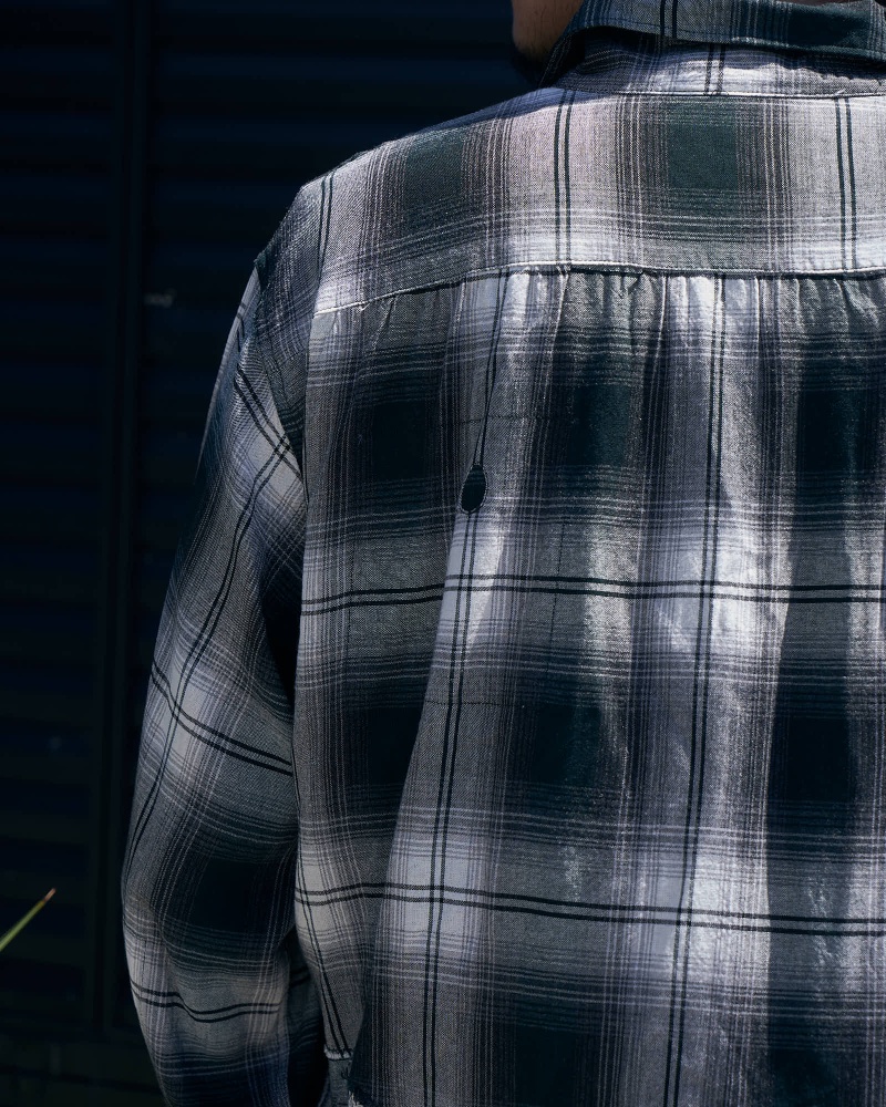 BOWWOW:REMADE RAYON PLAID SHIRT AGED