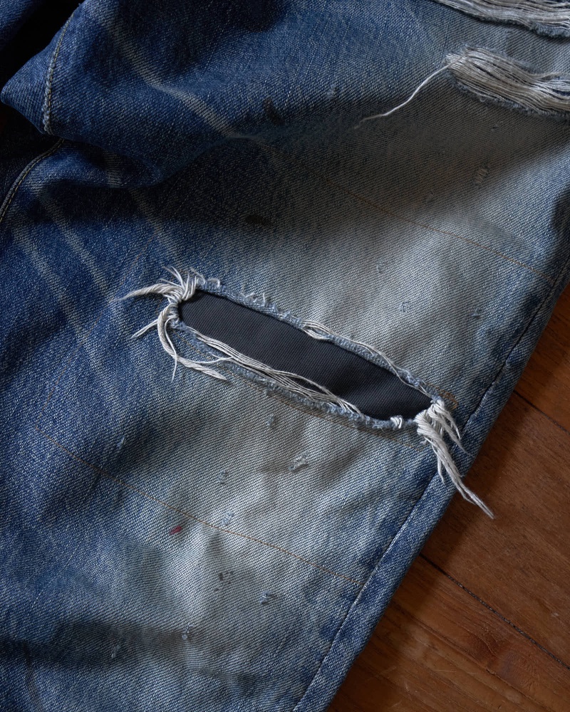 visvim デニム ハード加工 リペア 当て布 詳細